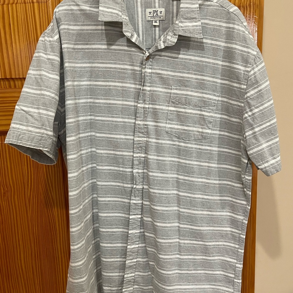 Gray striped shirt sleeve PX dress shirt, XL